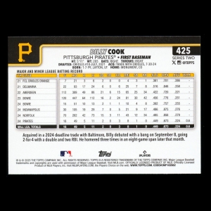 Billy Cook RC 2025 Topps Rookie Pirates