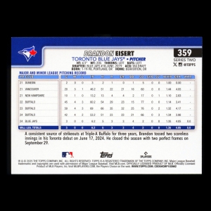 Brandon Eisert RC 2025 Topps Rookie Blue Jays