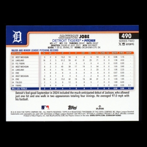 Jackson Jobe RC 2025 Topps Rookie Tigers