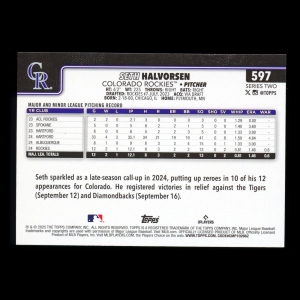Seth Halvorsen RC 2025 Topps Rookie Rockies