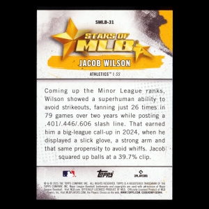 Jacob Wilson RC 2025 Topps Stars of MLB Rookie Athletics