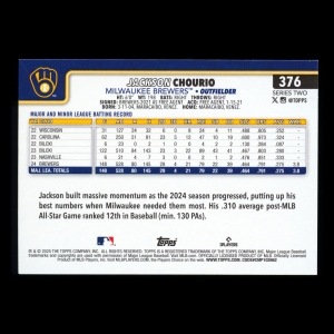 Jackson Chourio 2025 Topps Brewers