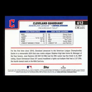 Cleveland Guardians 2025 Topps Team Card Guardians