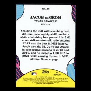 Jacob deGrom 2025 Topps Summer Superstars Rangers