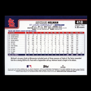 Michael Helman RC 2025 Topps Diamante Foil Rookie Cardinals