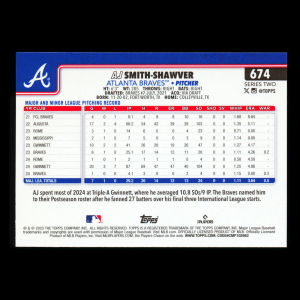 AJ Smith-Shawver 2025 Topps Future Stars Braves