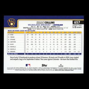 Isaac Collins RC 2025 Topps Rookie Brewers