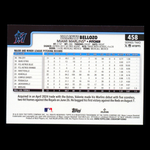 Valente Bellozo RC 2025 Topps Rookie Marlins