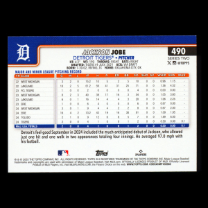Jackson Jobe RC 2025 Topps Rookie Tigers