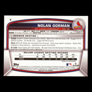 Nolan Gorman RC 2023 Bowman Rookie Cardinals