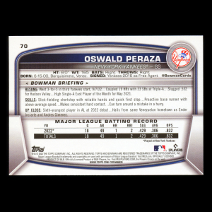Oswald Peraza RC 2023 Bowman Rookie Yankees