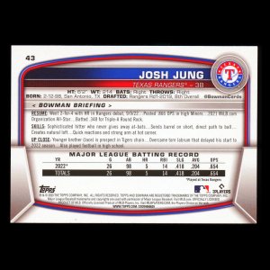 Josh Jung RC 2023 Bowman Purple Rooke Rangers 040/250