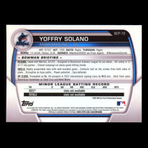 Yoffry Solano 2023 Bowman Chrome Prospects Marlins