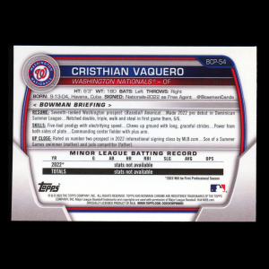Cristhian Vaquero 2023 Bowman Chrome Prospects Nationals