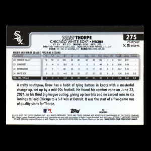Drew Thorpe RC 2025 Topps Chrome Rookie White Sox
