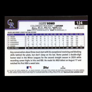 Drew Romo RC 2025 Topps Chrome Rookie Rockies