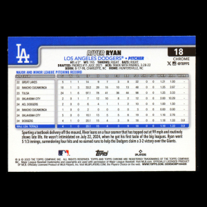 River Ryan RC 2025 Topps Chrome Rookie Dodgers