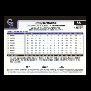 Ryan McMahon 2025 Topps Chrome Rockies