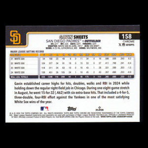 Gavin Sheets 2025 Topps Chrome Padres