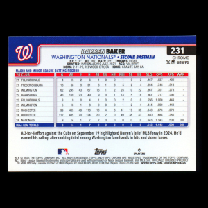 Darren Baker RC 2025 Topps Chrome Rookie Nationals