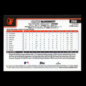 Chayce McDermott RC 2025 Topps Chrome Rookie Orioles