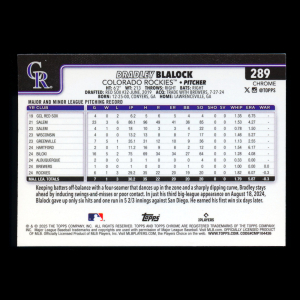 Bradley Blalock RC 2025 Topps Chrome Rookie Rockies