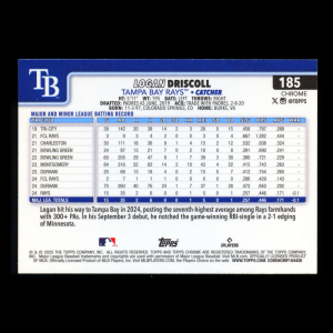 Logan Driscoll RC 2025 Topps Chrome Logofractor Rookie Rays