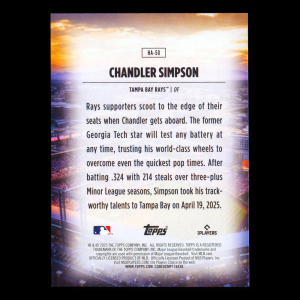 Chandler Simpson RC 2025 Topps Home Field Advantage Rookie Rays
