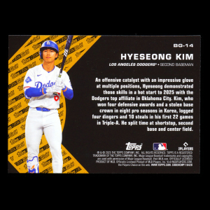 Hyeseong Kim RC 2025 Topps Update Black Gold Rookie Dodgers