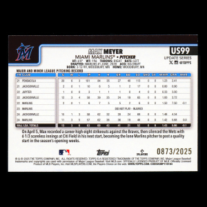 Max Meyer 2025 Topps Update Gold Marlins 0873/2025