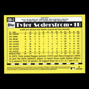 Tyler Soderstrom 2025 Topps Update '90 Topps Athletics