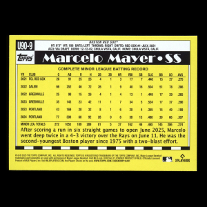 Marcelo Mayer RC 2025 Topps Update '90 Topps Rookie Red Sox