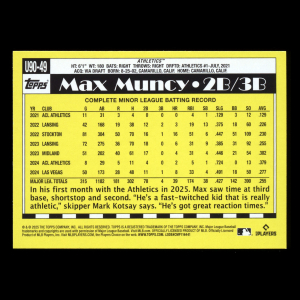 Max Muncy RC 2025 Topps Update '90 Topps Rookie Athletics