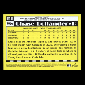 Chase Dollander RC 2025 Topps Update '90 Topps Rookie Rockies