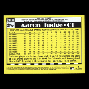 Aaron Judge 2025 Topps Update '90 Topps Rookie Yankees