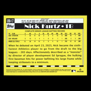Nick Kurtz RC 2025 Topps Update '90 Topps Rookie Athletics