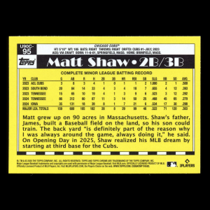 Matt Shaw RC 2025 Topps Update '90 Topps Silver Pack Chrome Rookie Cubs
