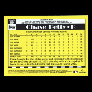 Chase Petty RC 2025 Topps Update '90 Topps Silver Pack Chrome Rookie Reds