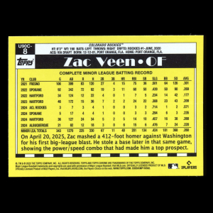 Zac Veen RC 2025 Topps Update '90 Topps Silver Pack Chrome Rookie Rockies