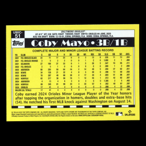 Coby Mayo RC 2025 Topps Update '90 Topps Silver Pack Chrome Rookie Orioles