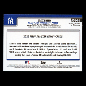 Max Fried 2025 Topps Update All-Star Game Yankees