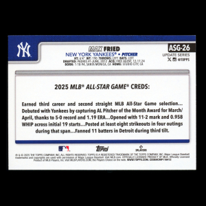 Max Fried 2025 Topps Update All-Star Game Yankees