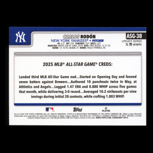 Carlos Rodn 2025 Topps Update All-Star Game Yankees