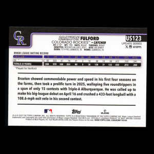 Braxton Fulford RC 2025 Topps Update Rookie Rockies