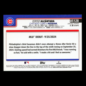 Kevin Alcntara 2025 Topps Update Rookie Debut Cubs
