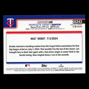Brooks Lee 2025 Topps Update Rookie Debut Twins