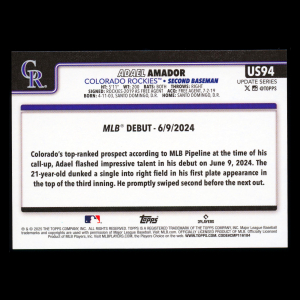 Adael Amador 2025 Topps Update Rookie Debut Rockies