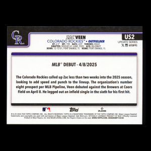 Zac Veen 2025 Topps Update Rookie Debut Rockies
