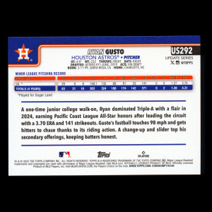 Ryan Gusto RC 2025 Topps Update Rookie Astros