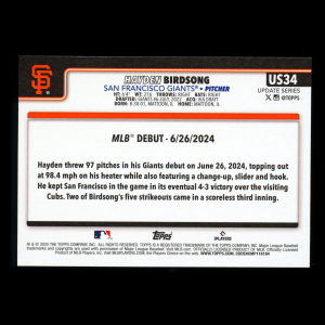 Hayden Birdsong 2025 Topps Update Rookie Debut Giants